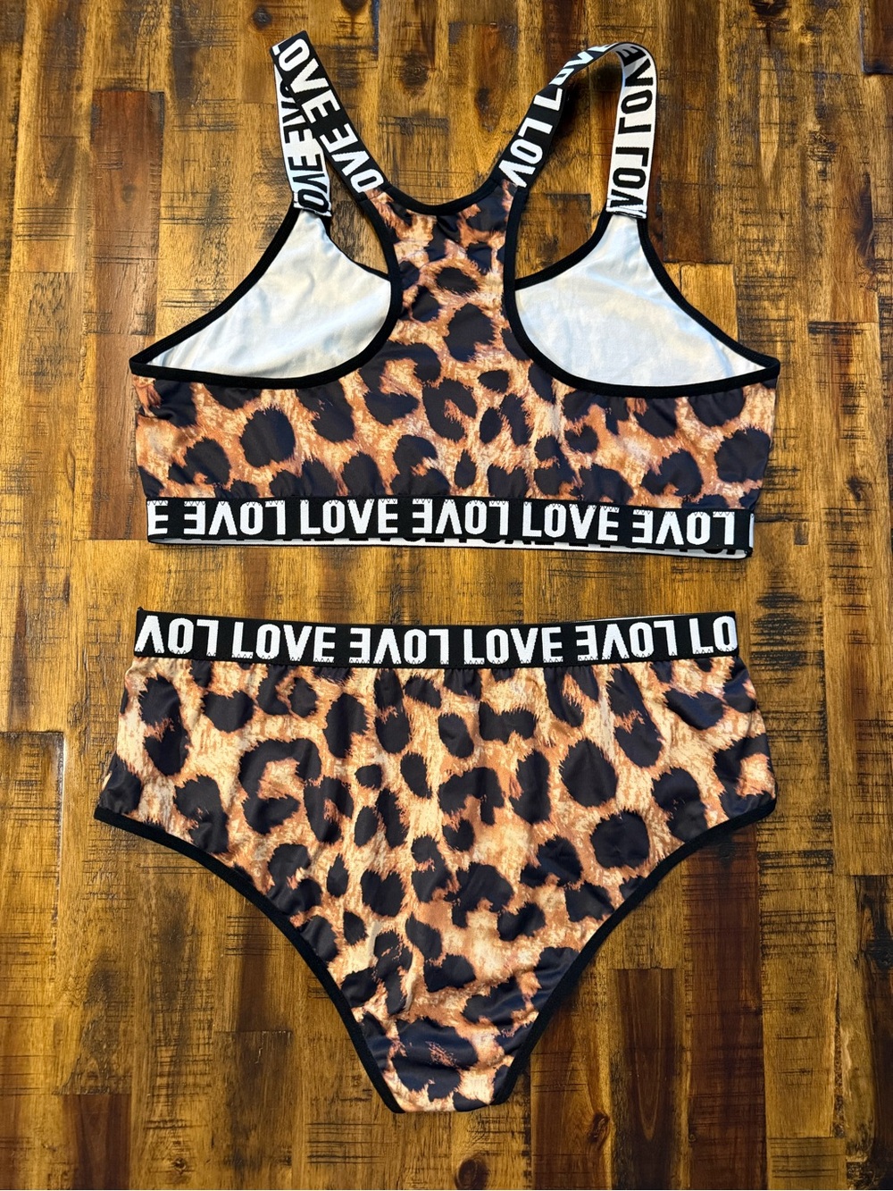 🍒LOVE brown Leopard print two-piece set NWOT sz 2XL bralette sleepwear sexy - Picture 3 of 6